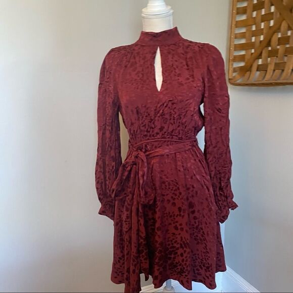 Anthropologie - Jacquard Mini Dress - wine - Picture 8 of 8